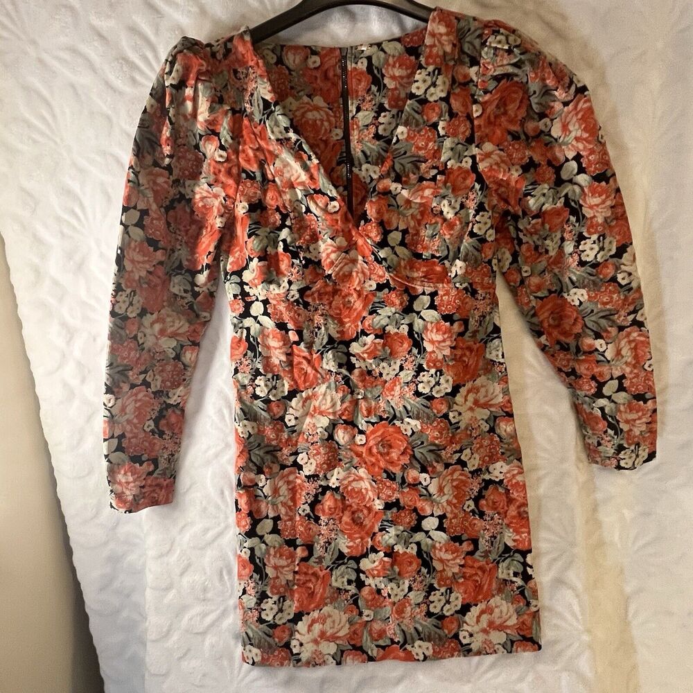 Free People NWT Corduroy Kapowski Floral Mini Dress Red and Orange Size 4